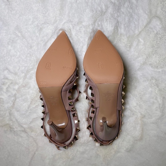 ❤️SOLD❤️Valentino rockstud slingbacks pumps nude poudre pink 35.5 - Picture 5 of 9